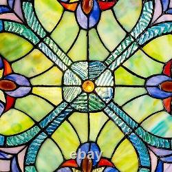 Stained Glass Window Panel Colorful HEARTS Hanging Sun Catcher Blue Light Decor
