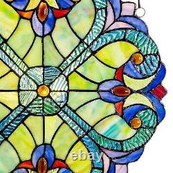 Stained Glass Window Panel Colorful HEARTS Hanging Sun Catcher Blue Light Decor