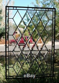 Stained Glass Window Panel Diamoond Beveled Leaded Ready To Ship