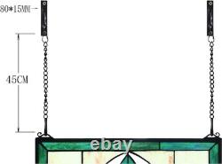 Stained Glass Window Panel Extra Large Horizontal Transom 26x12.8 In Decor