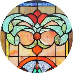 Stained Glass Window Panel Extra Large Horizontal Transom 26x12.8 In Decor