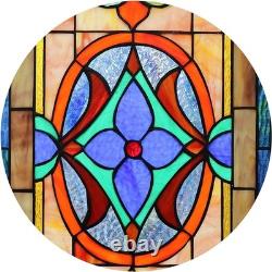 Stained Glass Window Panel Extra Large Horizontal Transom 26x12.8 In Decor