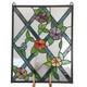 Stained Glass Window Panel Flowers Leaves Vines Blues Greens 20 x 16 Beauty