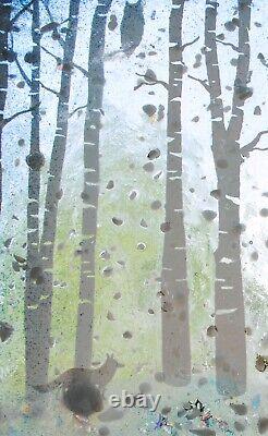 Stained Glass Window Panel Four Season Series Aspen Tree Grove Winter