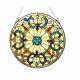 Stained Glass Window Panel Handcrafted Round Victorian Suncatcher Art Glass