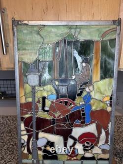 Stained Glass Window Panel Horse WINTER Central Park 1901 Maurice Pendergast