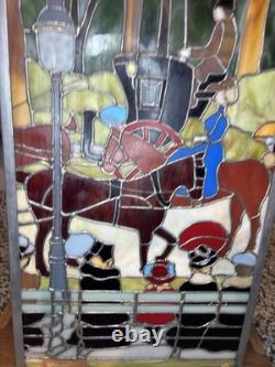 Stained Glass Window Panel Horse WINTER Central Park 1901 Maurice Pendergast