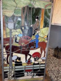 Stained Glass Window Panel Horse WINTER Central Park 1901 Maurice Pendergast