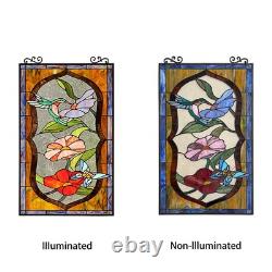 Stained Glass Window Panel Hummingbird Butterfly Tiffany Style ONE THIS PRICE