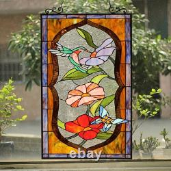 Stained Glass Window Panel Hummingbird Butterfly Tiffany Style ONE THIS PRICE