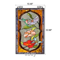 Stained Glass Window Panel Hummingbird Butterfly Tiffany Style ONE THIS PRICE