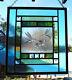 Stained Glass Window Panel Hummingbird Columbine turquoise