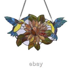 Stained Glass Window Panel Hummingbirds Tiffany Style