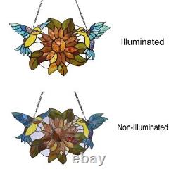 Stained Glass Window Panel Hummingbirds Tiffany Style