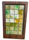 Stained Glass Window Panel In Wood Frame 13x 21Green