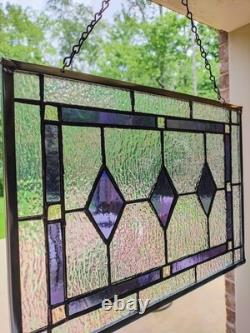 Stained Glass Window Panel Iridescent Purple measures 10.5 x 14.5