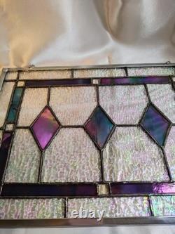 Stained Glass Window Panel Iridescent Purple measures 10.5 x 14.5