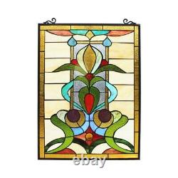 Stained Glass Window Panel Modern Contemporary Tiffany Style 18 Wide x 25 Tall