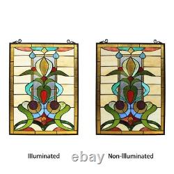 Stained Glass Window Panel Modern Contemporary Tiffany Style 18 Wide x 25 Tall