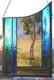 Stained Glass Window Panel Moonlit Tree clouds handpainted blue green irridized