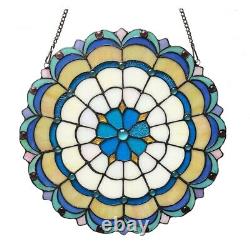 Stained Glass Window Panel Multi Colors 18 Round Suncatcher Tiffany-style