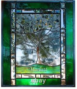 Stained Glass Window Panel Personalized FAMILY Tree Love heart Wedding