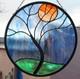 Stained Glass Window Panel Rain Tree hand made round 16