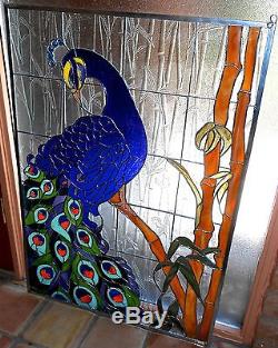 Stained Glass Window Panel, Regal Peacock, 28 x 40 I Can Make One For You