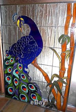 Stained Glass Window Panel, Regal Peacock, 28 x 40 I Can Make One For You