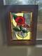 Stained Glass Window Panel Rose Handcrafted & Wood Framed 13 1/4 x 9 1/2