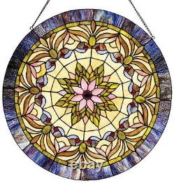 Stained Glass Window Panel Round Tiffany Style Art Glass LAST ONE THIS PRICE