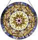 Stained Glass Window Panel Round Tiffany Style Art Glass LAST ONE THIS PRICE