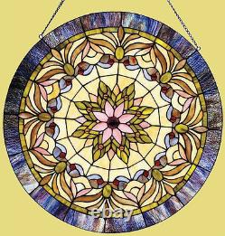 Stained Glass Window Panel Round Tiffany Style Art Glass LAST ONE THIS PRICE