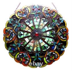 Stained Glass Window Panel Round Victorian Tiffany Style Art Glass Suncatcher