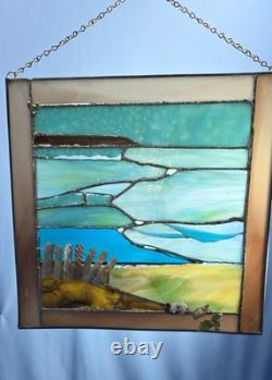 Stained Glass Window Panel Sea Shell Suncatcher Ocean Coastal Seashore Beach 12