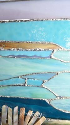 Stained Glass Window Panel Sea Shell Suncatcher Ocean Coastal Seashore Beach 12