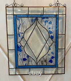 Stained Glass Window Panel Simple Royal Copper Design 12 x 14
