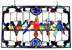 Stained Glass Window Panel Singing Birds Tiffany Style Art Glass ONE THIS PRICE