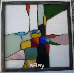 Stained Glass Window Panel Suncatcher / Abstract with blue