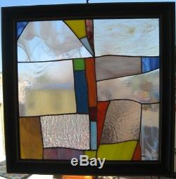 Stained Glass Window Panel Suncatcher / Abstract with red