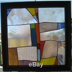 Stained Glass Window Panel Suncatcher / Abstract with red