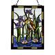 Stained Glass Window Panel Suncatcher Birds and Lillies Theme Handcrafted
