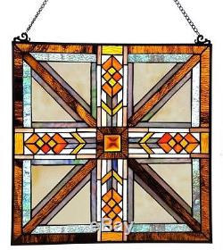 Stained Glass Window Panel Suncatcher Mission Style Hanging Wall Home Art Decor