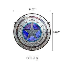 Stained Glass Window Panel Suncatcher ONE THIS PRICE Round Lonestar Texas Star