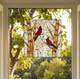 Stained Glass Window Panel Suncatcher of Red Cardinals 92 Pieces Glass 14x14in