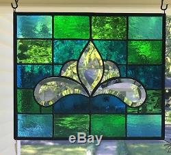 Stained Glass Window Panel Suncatcher withBevels apprx size 10 x 12