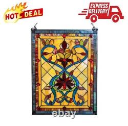 Stained Glass Window Panel Sunset Hues, Flower Petal Design