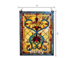 Stained Glass Window Panel Sunset Hues, Flower Petal Design
