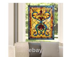 Stained Glass Window Panel Sunset Hues, Flower Petal Design