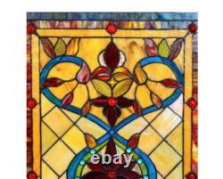 Stained Glass Window Panel Sunset Hues, Flower Petal Design